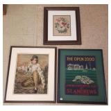 3 framed textiles & needlework items incl. St.