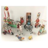 10 tin litho windup, etc. toys - animals, etc.