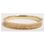 Vintage 14k brushed + bright cut hinged bracelet