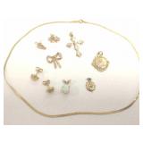 Group 10k, 14k & 18k gold jewelry - cross, etc. -