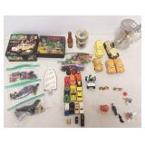 Assorted die cast cars, vintage Cracker Jack