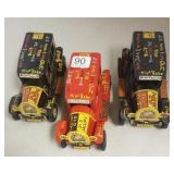3 vintage Line Mar tin litho Old Jalopy toys