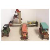 5 metal toys incl. tin litho Jalopy, etc.