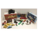 Assorted die cast cars, UFO game, Coca Cola Pedal