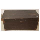 Antique wood tool box w/ copper corners - 12"