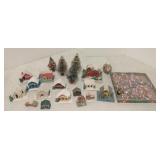 Group small Christmas houses, Easter ornaments,