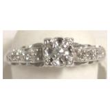 14k white gold ring set with diamonds - size 6