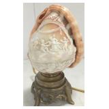 Carved conch shell cameo lamp 8 1/2"H