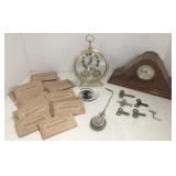 Group of watch parts, clocks, one pocket watch,