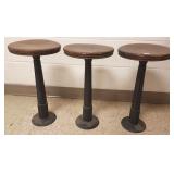 3 American Stool Co. iron base oak top stools -