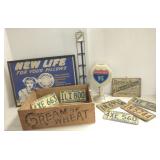 Group of advertising items, lamp store display,