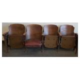 Set of 5 vintage wood & metal theater seats-as is