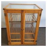 Oak display case with wood slat shelves - 22" x