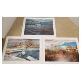 3 unframed signed Terry Redlin prints- Homestead