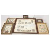 6 framed items including diorama, cut-outs,