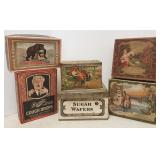 6 antique advertising tins & boxes