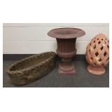 3 cement terra cotta & composition garden items-