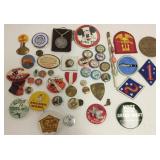 Group of pinbacks, medals, etc. including