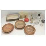 Group of advertising bottles, containers, etc.