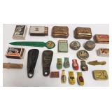 Group: small advertising tins, boxes & metal
