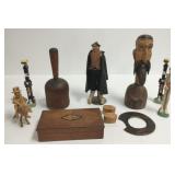 Group: wood items, folk art figures, etc