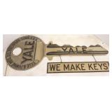 2-piece metal Yale key maker trade sign