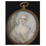 Antique miniature portrait in brass frame