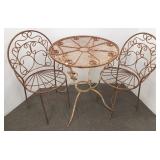 Victorian style wire bistro table & 2 chairs- 25"