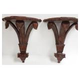 2 carved wood bracket shelves- 19" w x 22" h