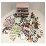 Group of vintage, etc. jewelry including pink &