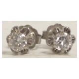 14K white gold & diamond stud earrings - 3.5 mm