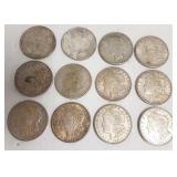 12 assorted U.S. silver dollars