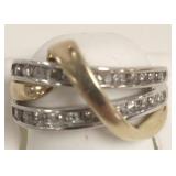 14K ribbon motif band set with diamonds - 5.4