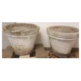 2 large cement garden planters - 26" diameter x
