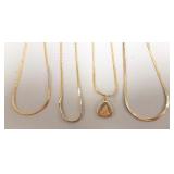 4 - 18K chain necklaces - 15" longest - 20 grams
