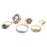6 -10K rings set with diamonds, etc. - 15g total