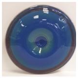 18" signed Dick Huss art glass tray
