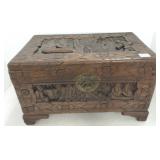 Small carved Oriental chest 15"x 9"x 9"