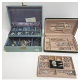 Group of rhinestone, etc. jewelry in 2 boxes