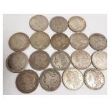 17 silver coins including 9- U.S. Peace silver
