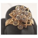 14K spinner ring set with clear stones - 4.7 grams