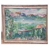 Framed signed Rickey impressionist style oil on