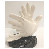 Composition plaster dove figure signed Davis
