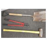Bolt cutter, shovel & maul