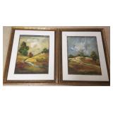 2 framed signed paintings on canvas board -