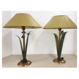 2 mid century modern metal matching table lamps