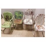 2 pair vintage metal spring chairs- 2 green