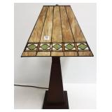 Antique style stained & leaded glass lamp 25"H