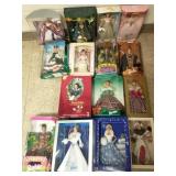 15 Barbie dolls with boxes