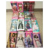 16 Barbie dolls with boxes